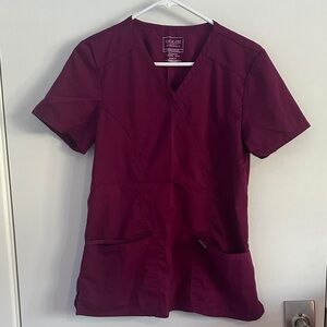 Women's Maroon Scrubs Top